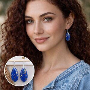 Mystical Blue Imperial Jasper Drop Earrings Trendy Casual Style Boho Chic 🌟